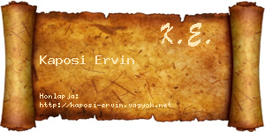 Kaposi Ervin névjegykártya